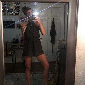 Green backless romper